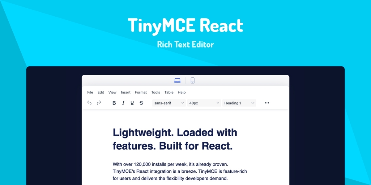 TinyMCE React - Rich Text Editor - Made with React.js