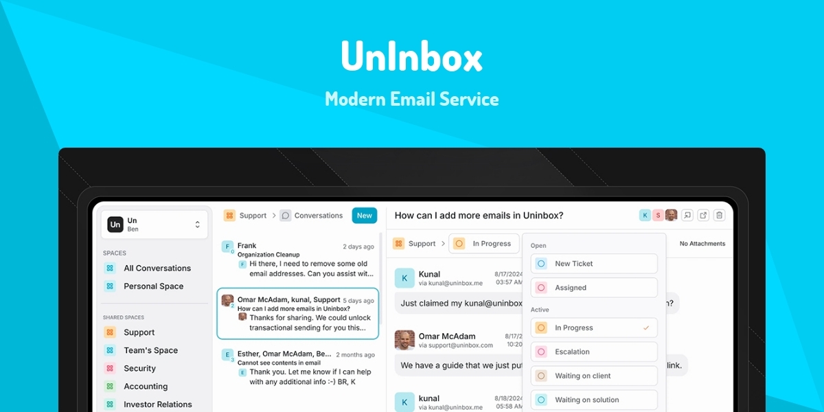 UnInbox - Modern Email Service - Made with React.js