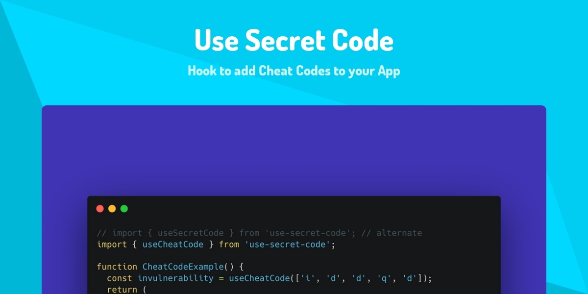 Use Secret Code - Hook to add Cheat Codes to your App - Made with React.js