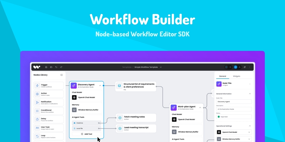 Workflow Builder - Node-based Workflow Editor SDK - Made with React.js