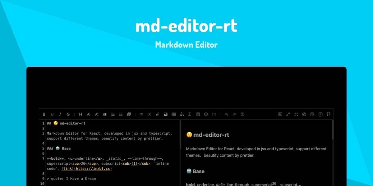 md-editor-rt - Markdown Editor - Made with React.js