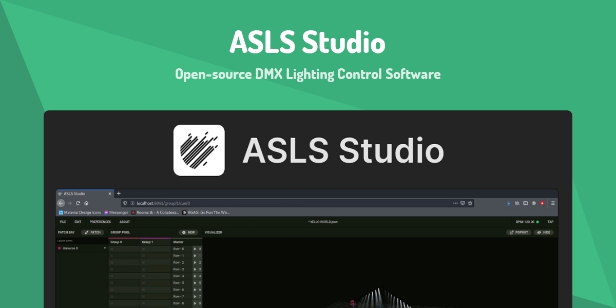 Light Control Software ASLS Studio - Open-source DMX Lighting Control Software - Made with Vue.js