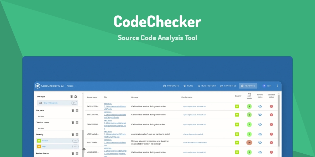 CodeChecker - Source Code Analysis Tool - Made with Vue.js