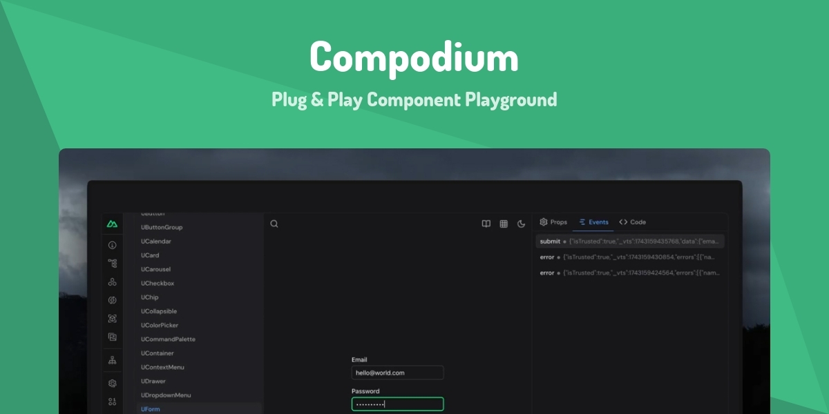Compodium - Plug & Play Component Playground - Made with Vue.js