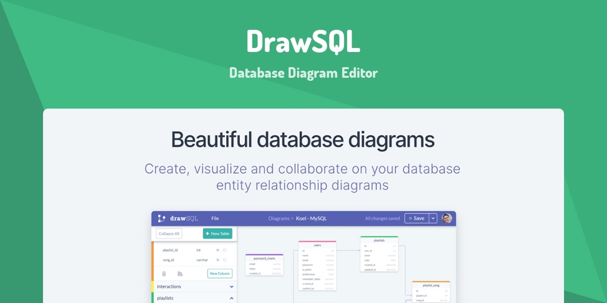 DrawSQL - Database Diagram Editor - Made with Vue.js