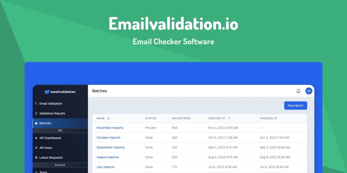 Emailvalidation.io - Email Checker Software - Made with Vue.js