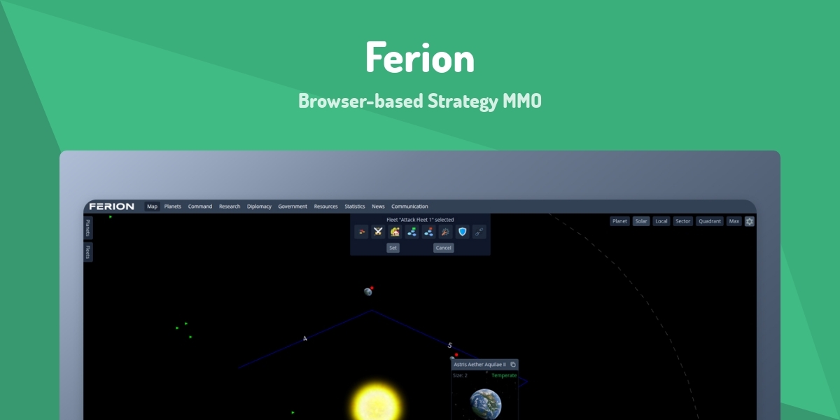 Ferion Ferion - Browser-based Strategy MMO - Made with Vue.js