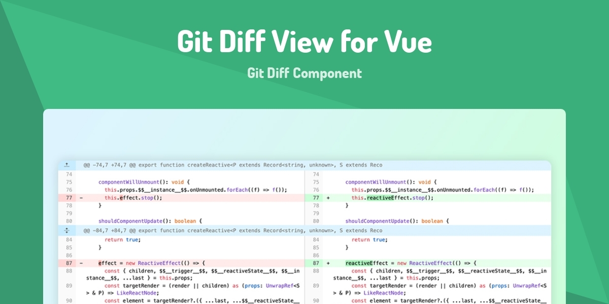 Icon Diff View Git Diff View for Vue - Git Diff Component - Made with Vue.js