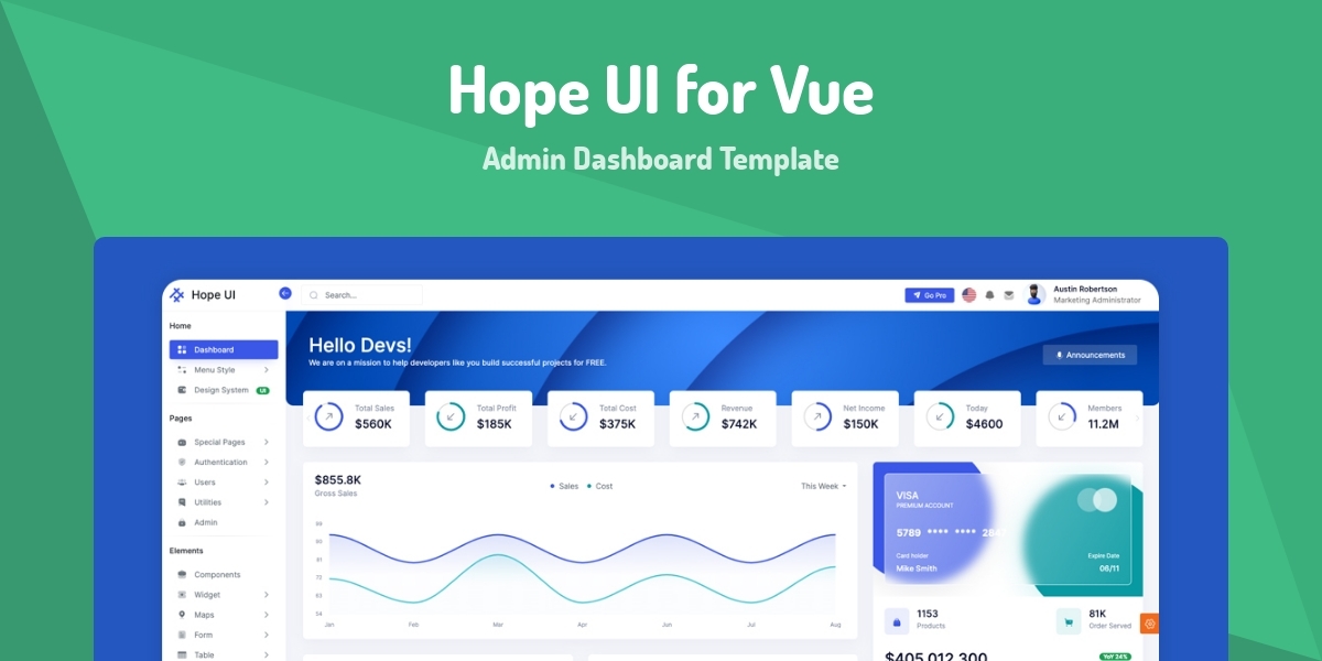 Hope UI for Vue - Admin Dashboard Template - Made with Vue.js