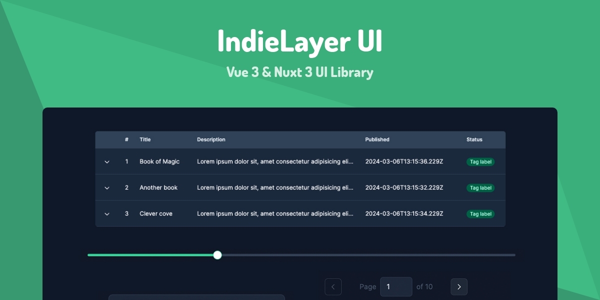 IndieLayer UI - Vue 3 & Nuxt 3 UI Library - Made with Vue.js
