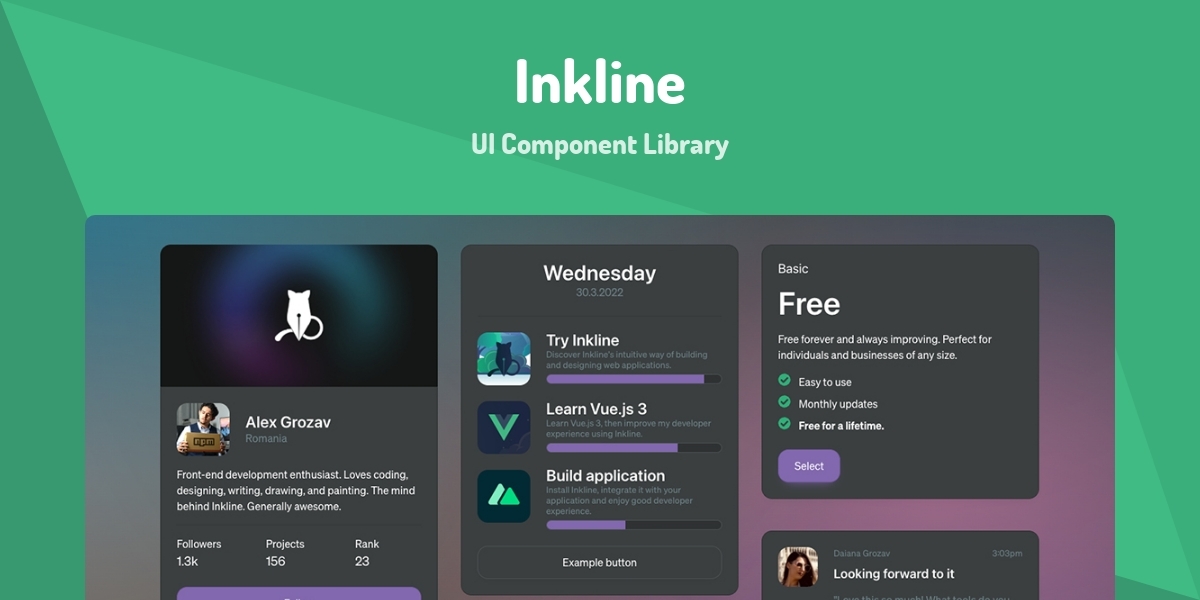 Inkline - UI Component Library - Made with Vue.js