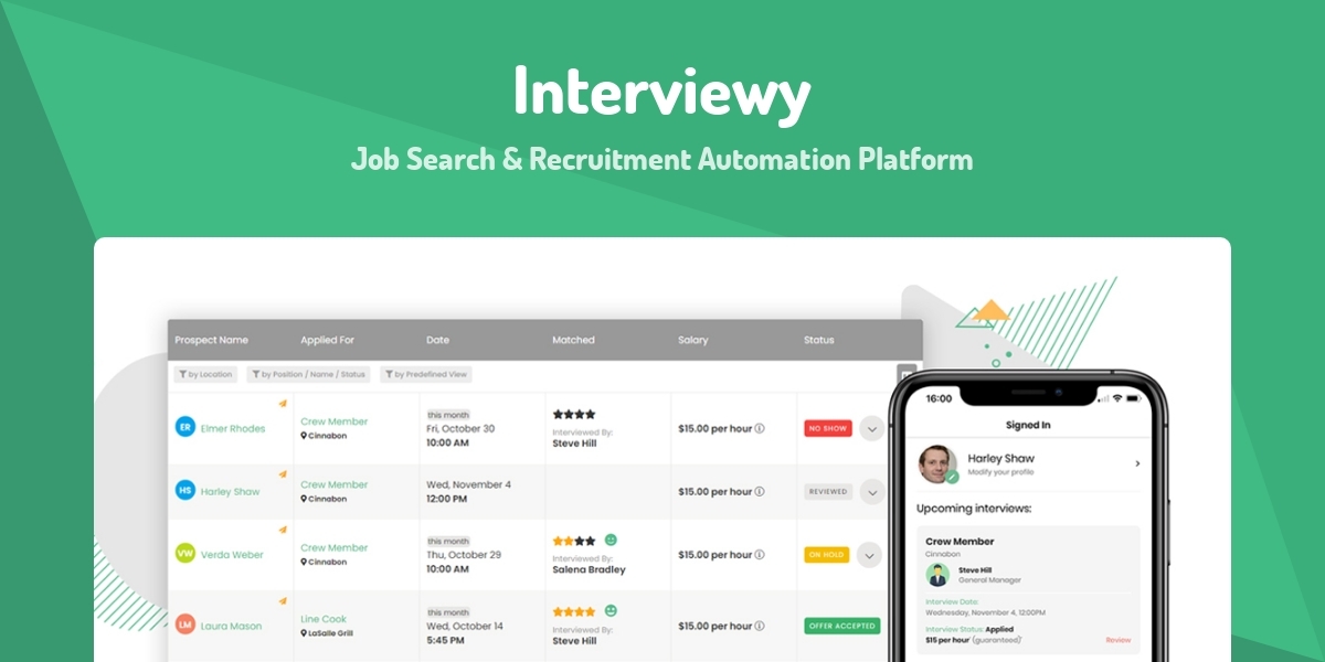 Interviewy - Job Search & Recruitment Automation Platform - Made with ...