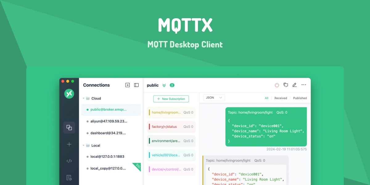 MQTTX - MQTT Desktop Client - Made with Vue.js
