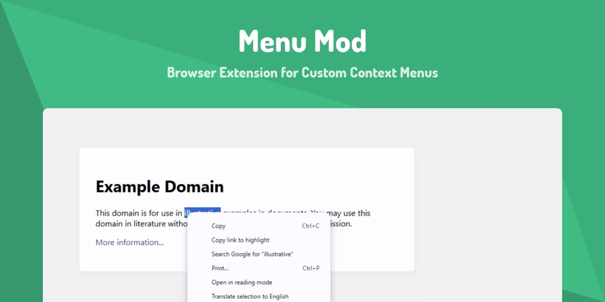 Menu Mod - Browser Extension for Custom Context Menus - Made with Vue.js
