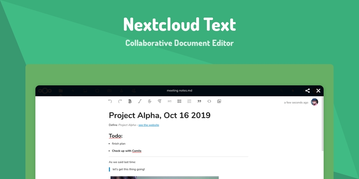Collaborative Document Editor In Javascript Nextcloud Text - Collaborative Document Editor - Made with Vue.js
