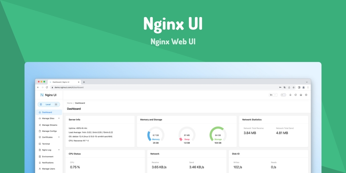 Nginx UI - Nginx Web UI - Made with Vue.js