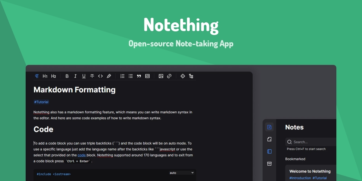 Notething - Open-source Note-taking App - Made with Vue.js