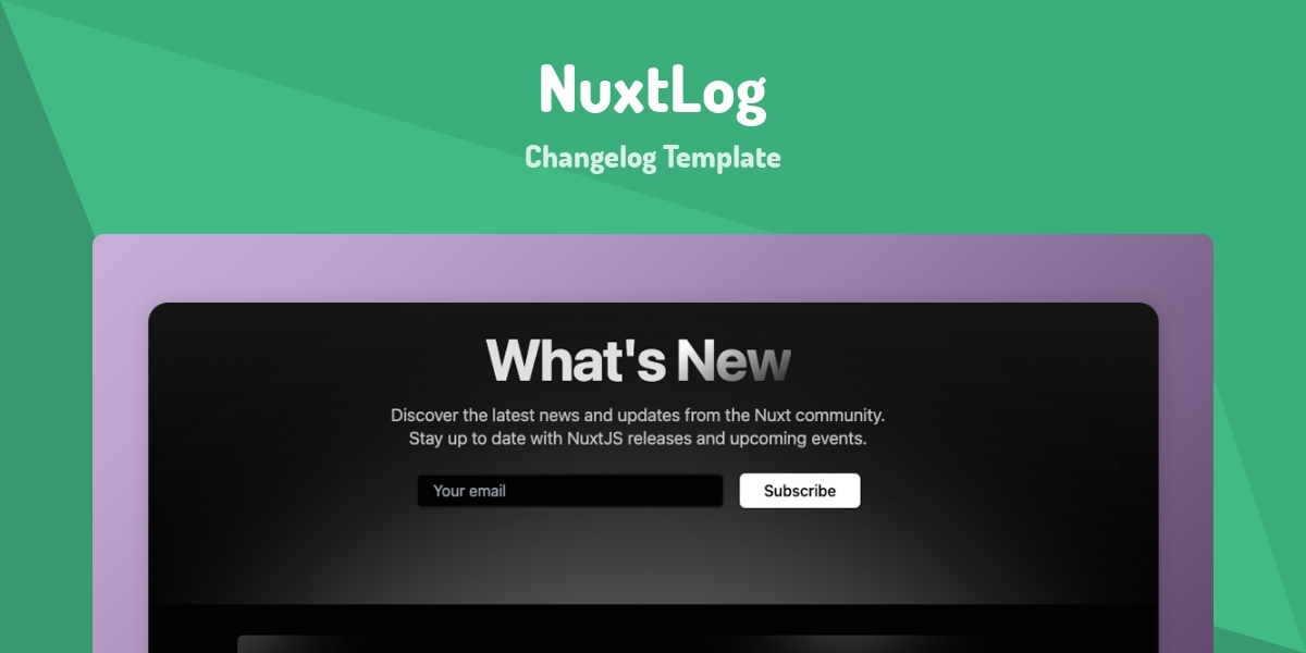 NuxtLog - Changelog Template - Made with Vue.js