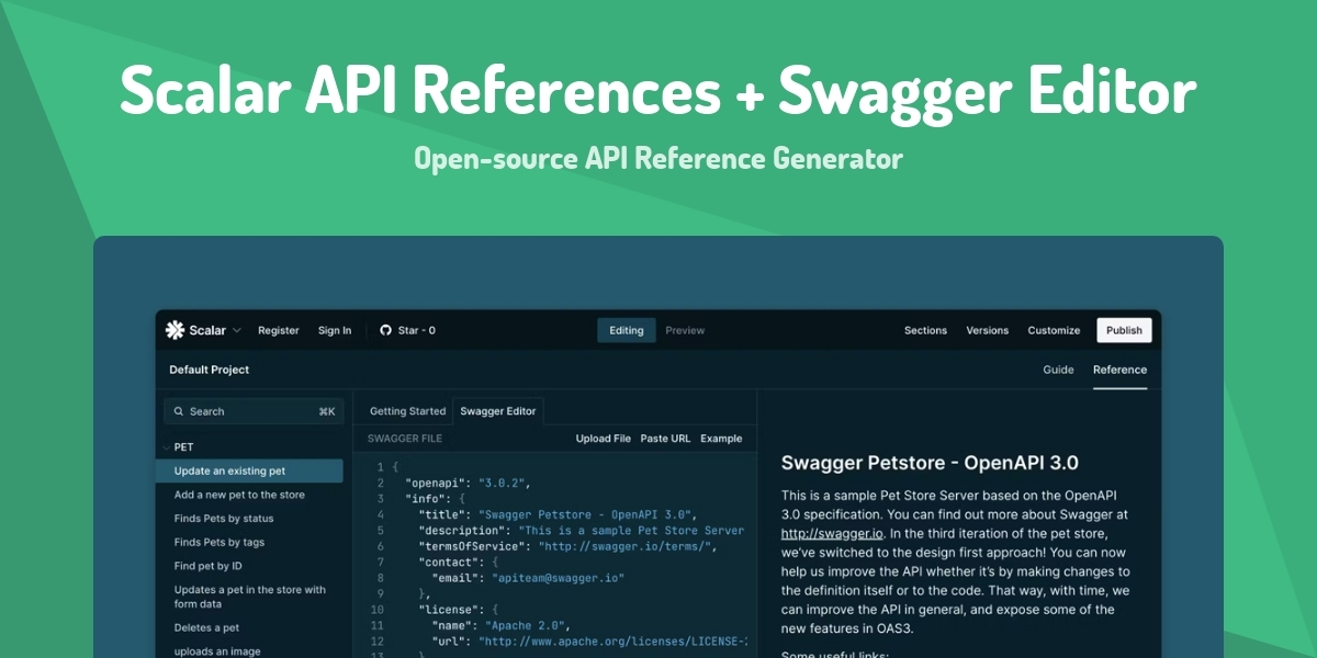 Scalar API References + Swagger Editor - Open-source API Reference ...