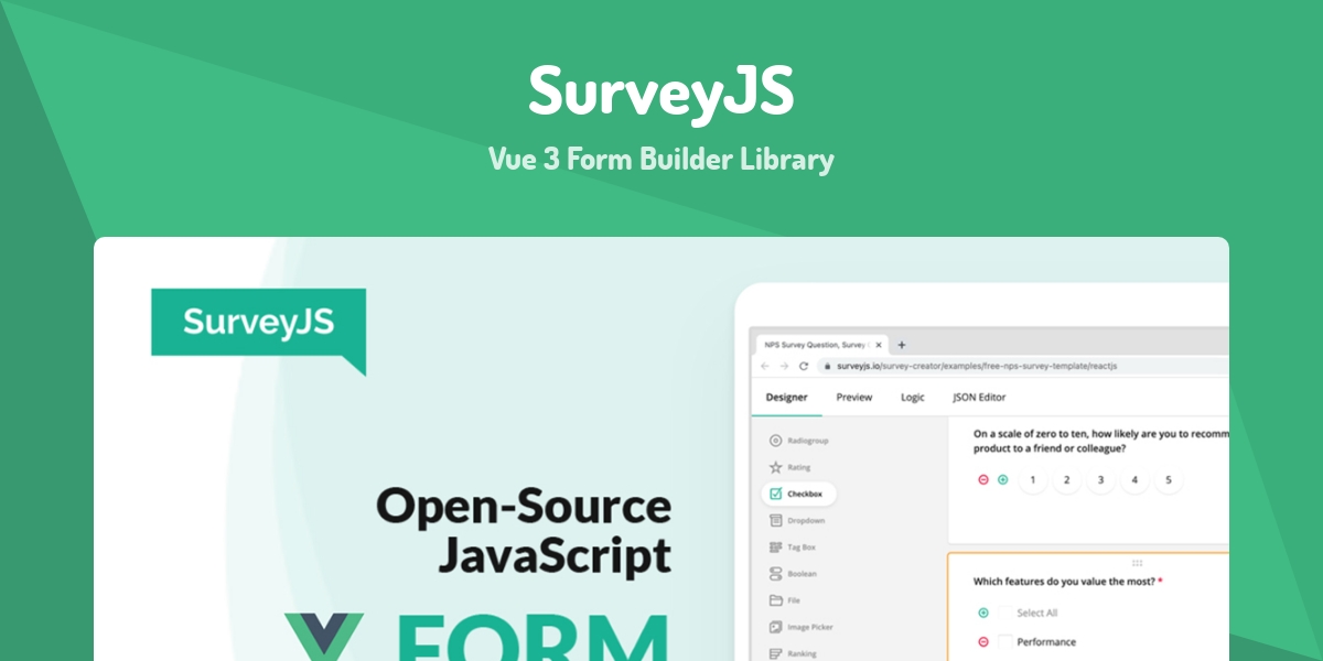 SurveyJS - Vue 3 Form Builder Library - Made with Vue.js