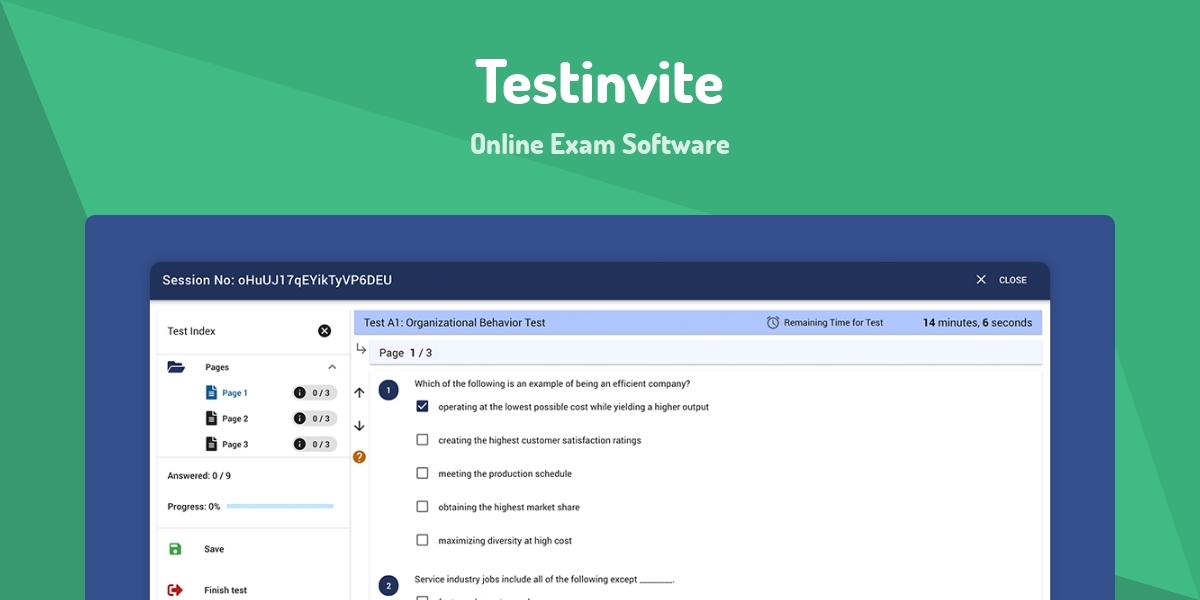 Testinvite - Online Exam Software - Made with Vue.js