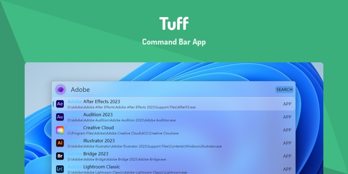 Tuff - Command Bar App - Made with Vue.js