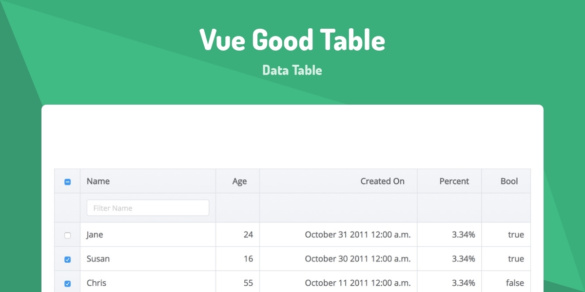 Vue Good Table - Data Table - Made with Vue.js