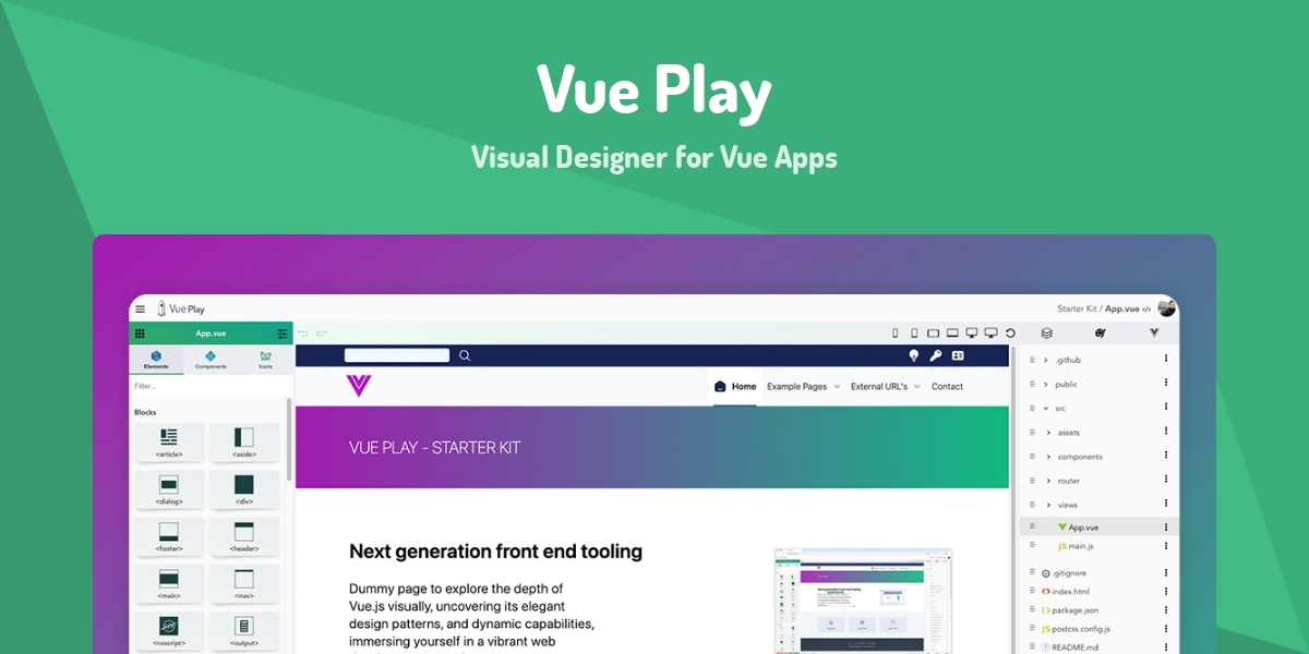 Vue Play - Visual Designer for Vue Apps - Made with Vue.js