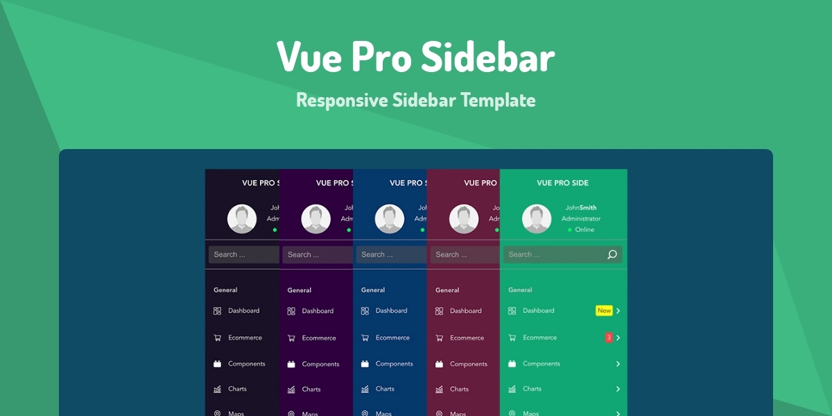 Vue Pro Sidebar - Responsive Sidebar Template - Made with Vue.js