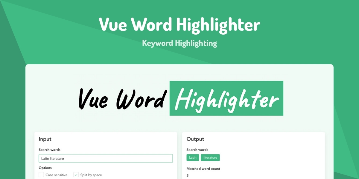Vue Word Highlighter - Keyword Highlighting - Made with Vue.js