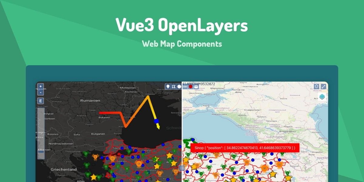Vue3 OpenLayers - Web Map Components - Made with Vue.js