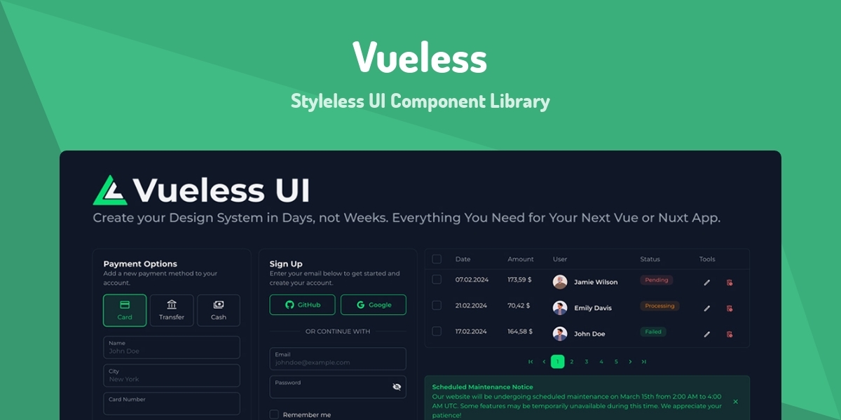 Vueless - Styleless UI Component Library - Made with Vue.js
