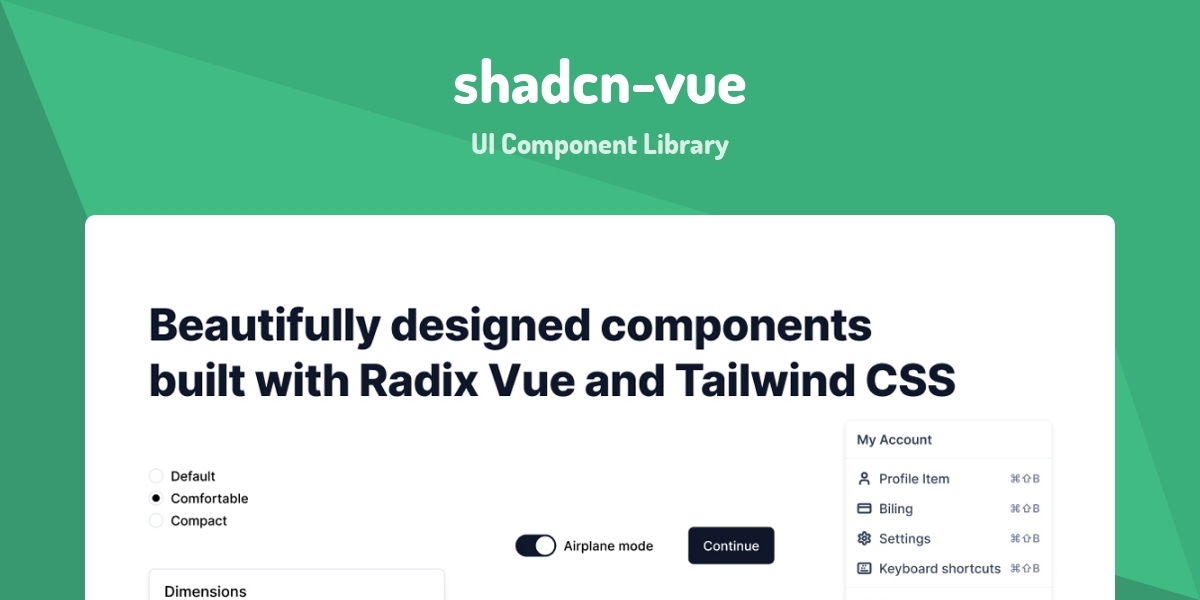 shadcn-vue - UI Component Library - Made with Vue.js