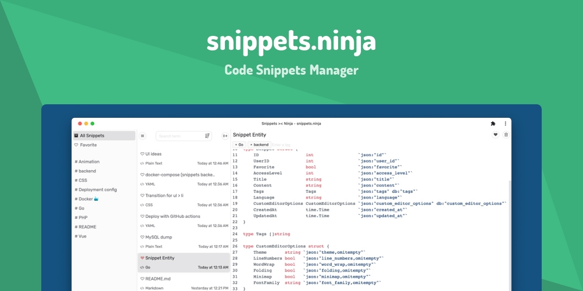 snippets.ninja - Code Snippets Manager - Made with Vue.js