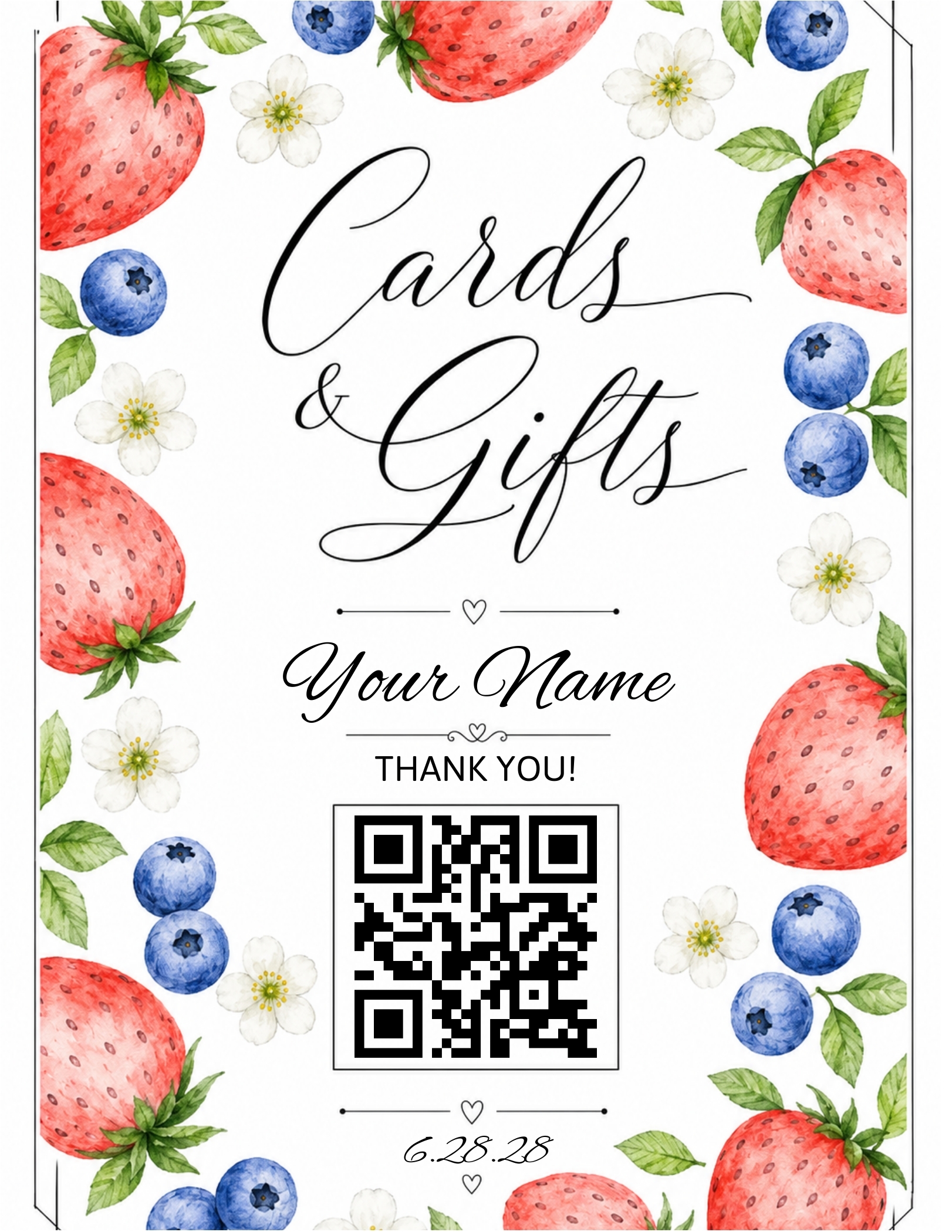 Cards & Gifts botanical Color QR sign template preview